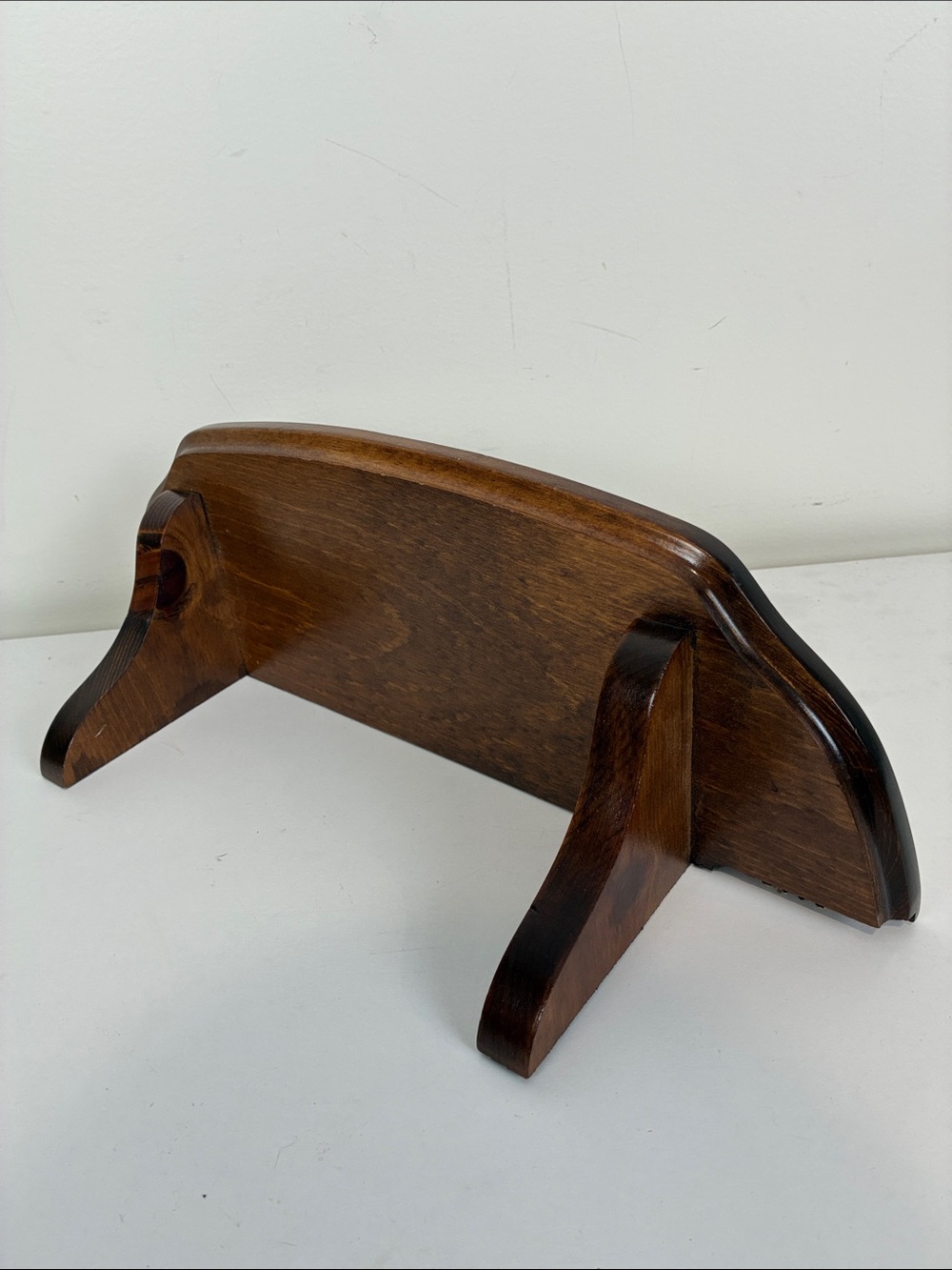 Vintage Solid Wood Display Shelf Dark Brown Plate Ridge 16” Wide Cottagecore